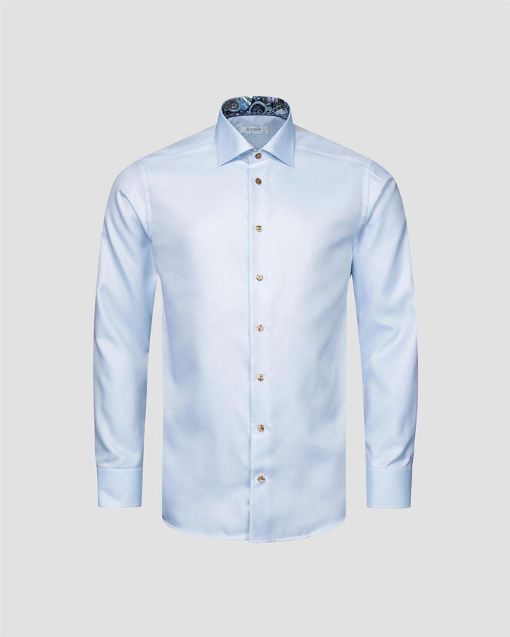 CONTEMPORARY Light Blue Geometric Effect Textured Twill Shirt