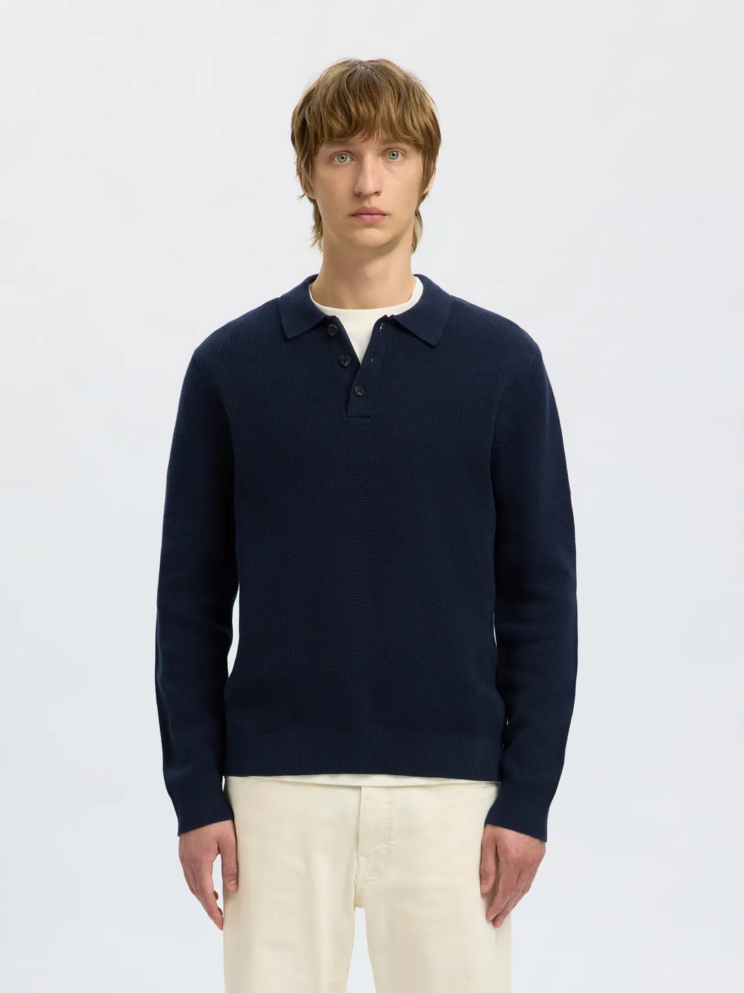 SLHDane Ls knit  Structure polo neck