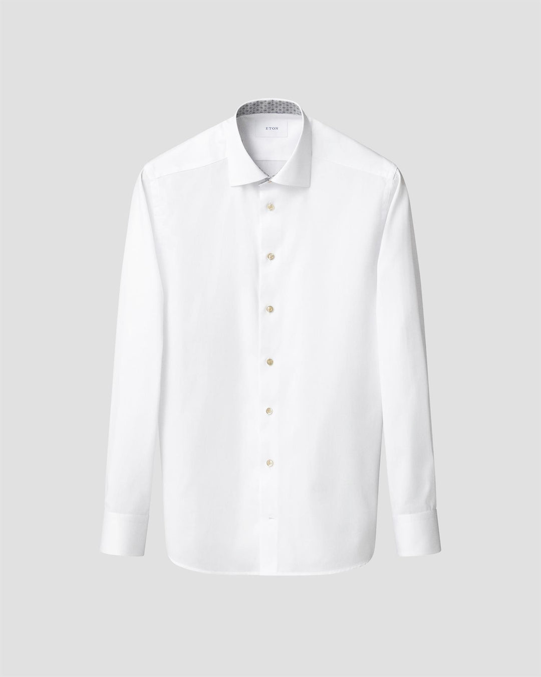 Slim Fit White Medallion Effect Signature Twill Shirt