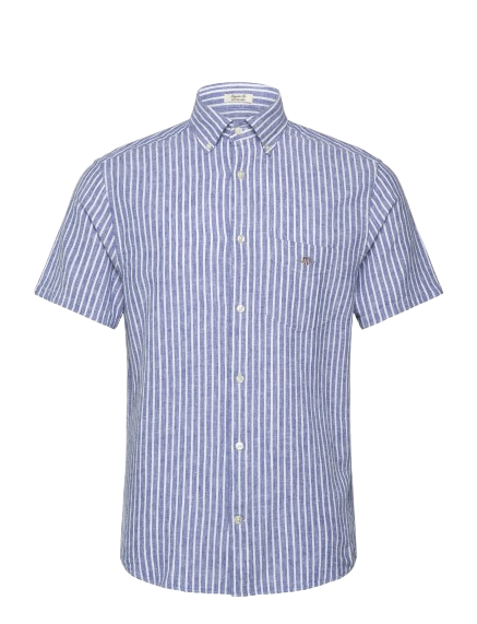 Reg Cotton Linen Stripe SS Shirt