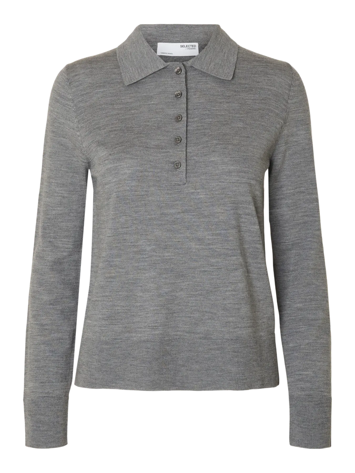 SLFTHEA LS KNIT MERINO COLLAR NECK NOOS