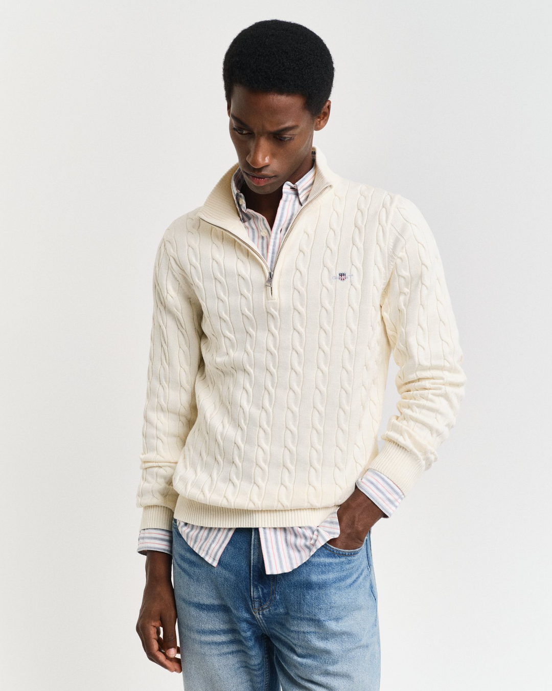 Cotton Cable Half Zip