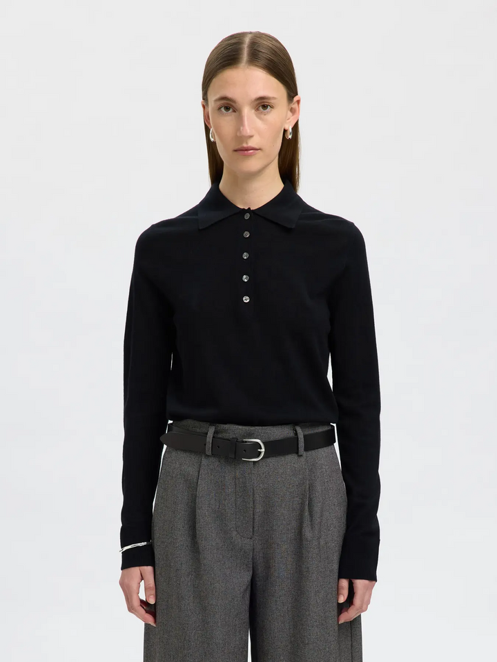 SLFTHEA LS KNIT MERINO COLLAR NECK NOOS