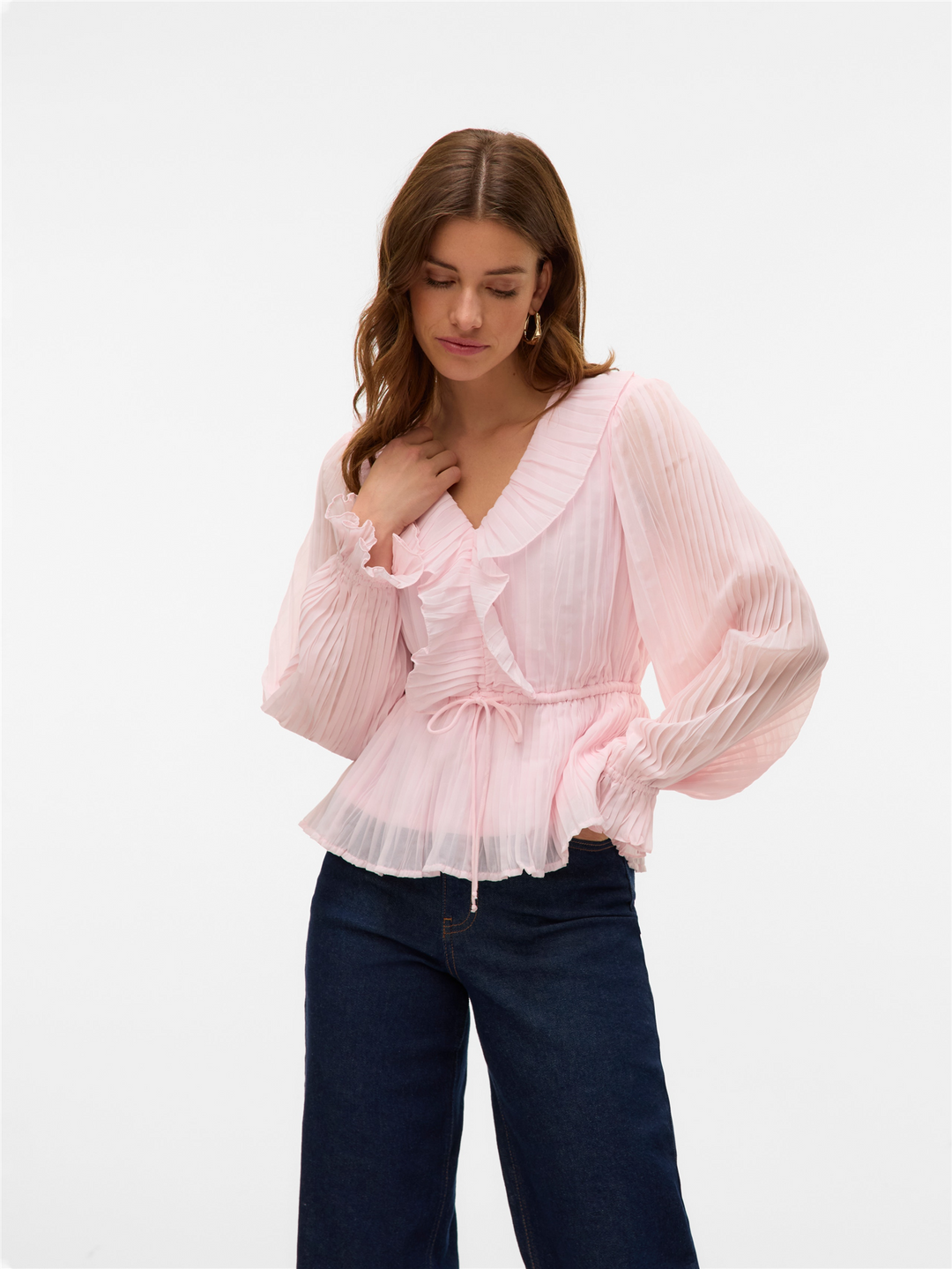 VMDORA L/S FRILL PLEAT TOP