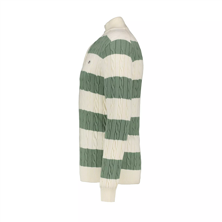 Striped Cotton Cable Half Zip