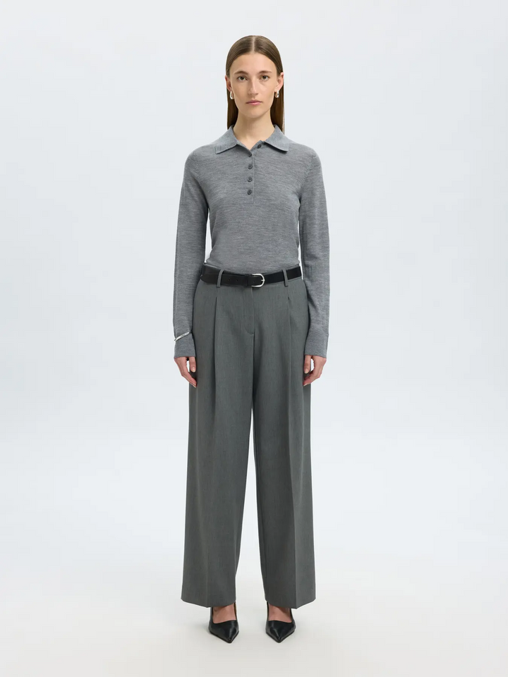 SLFTHEA LS KNIT MERINO COLLAR NECK NOOS