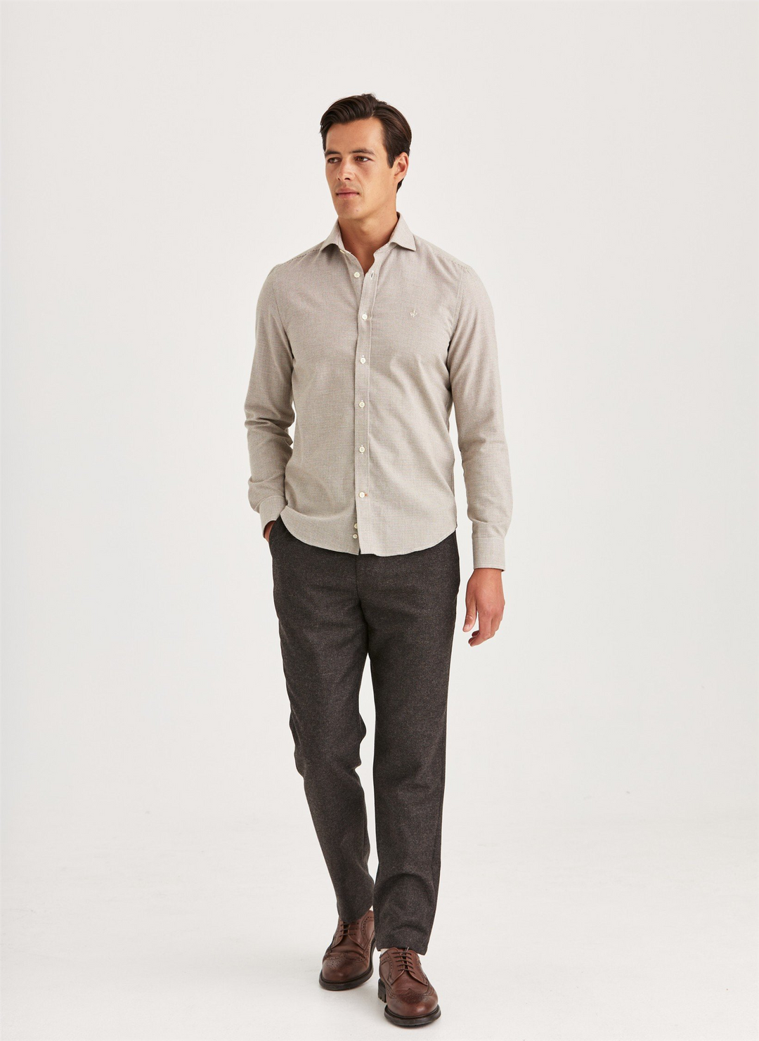 Slim Soft Twill Dogtooth Shirt