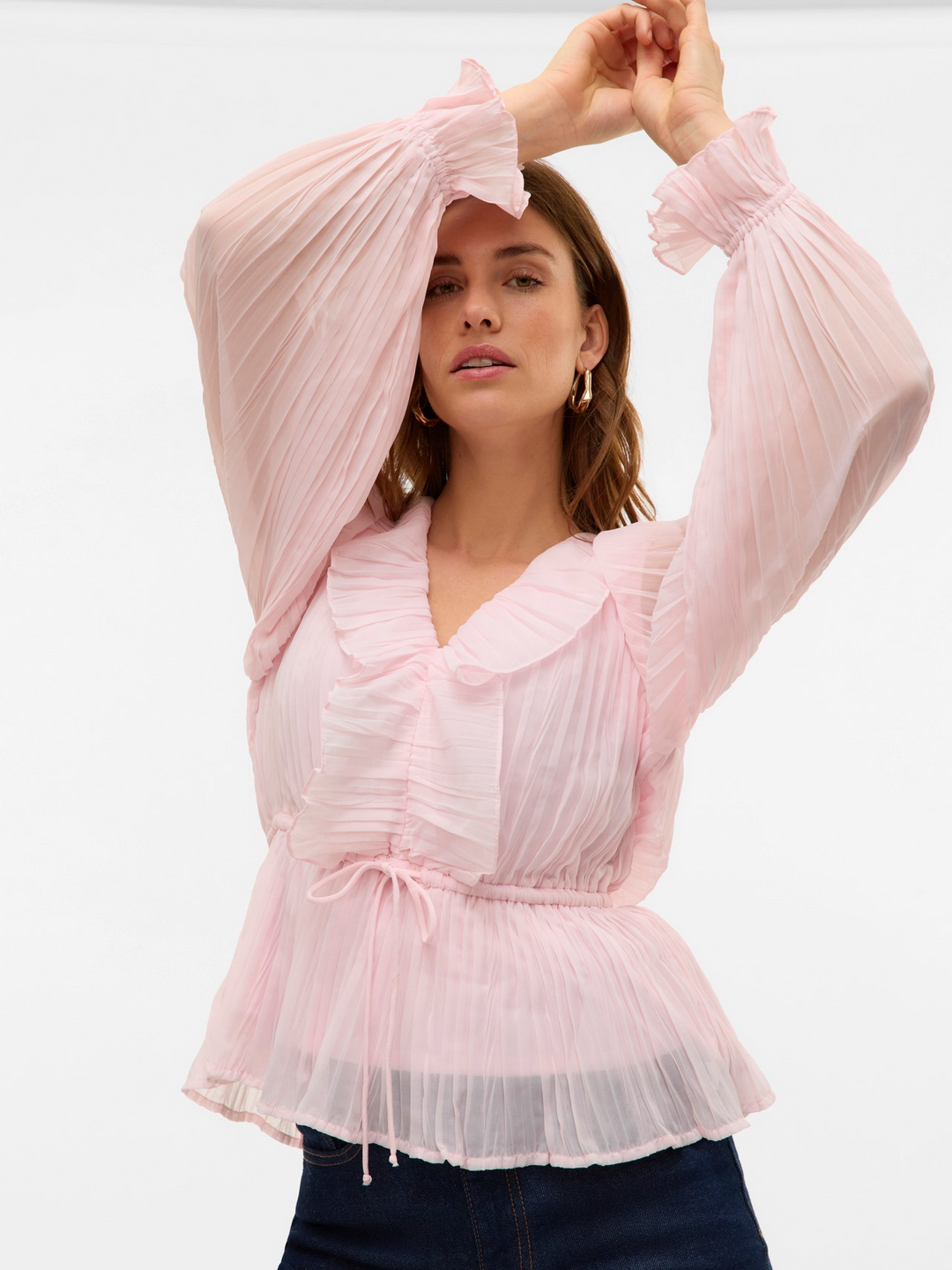 VMDORA L/S FRILL PLEAT TOP