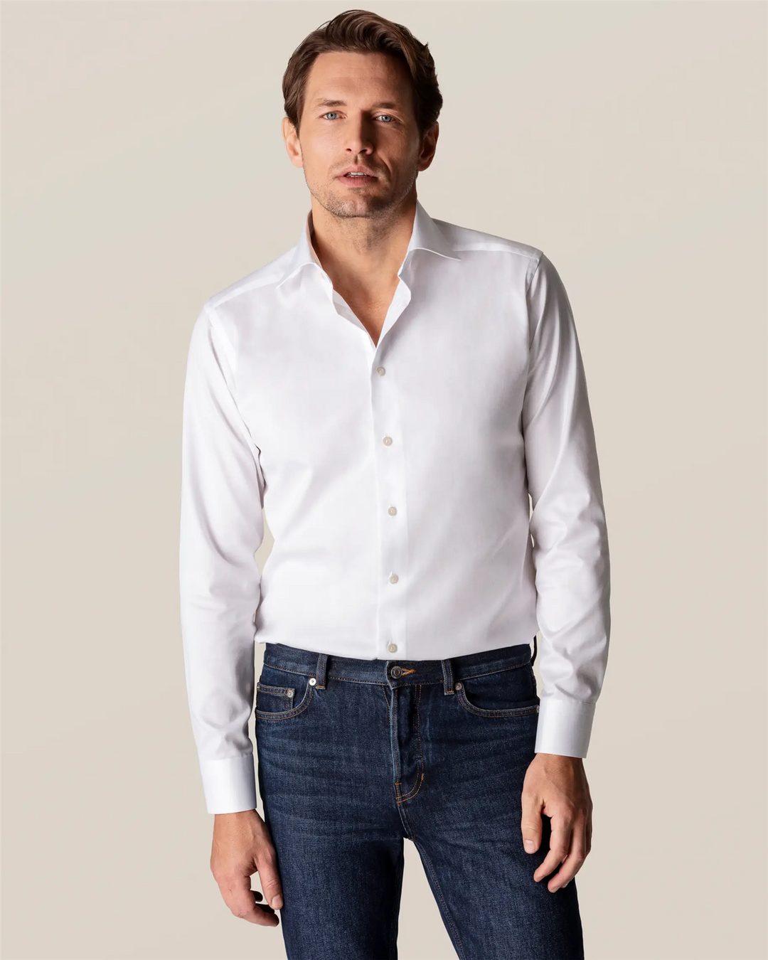 White Signature Twill Shirt Slim Fit