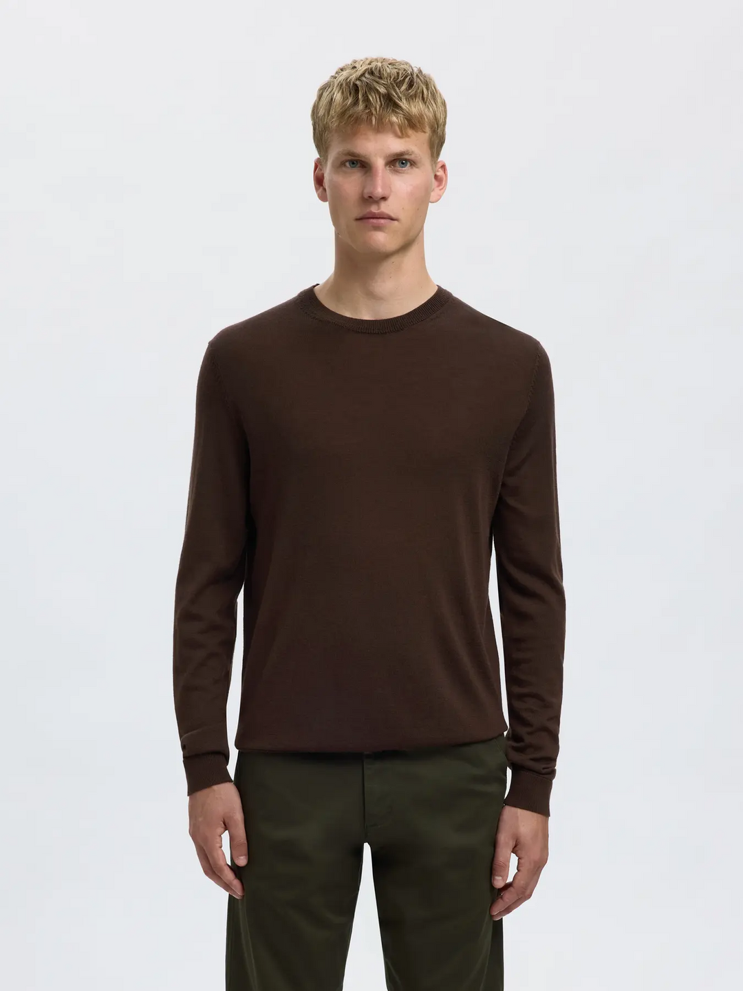 SLHTray Ls knit merino crew neck
