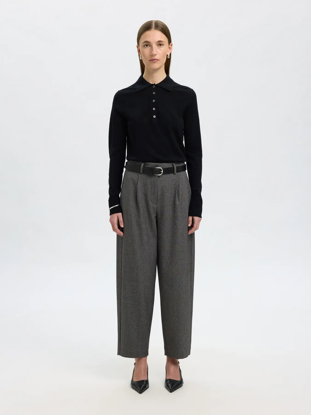 SLFTHEA LS KNIT MERINO COLLAR NECK NOOS