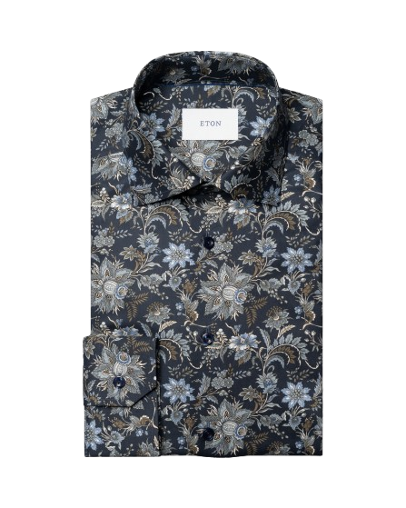 Slim Floral Print Signature twill