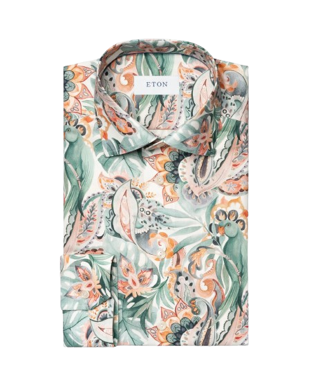 Contemporary Parrot Motif Signature Twill Shirt