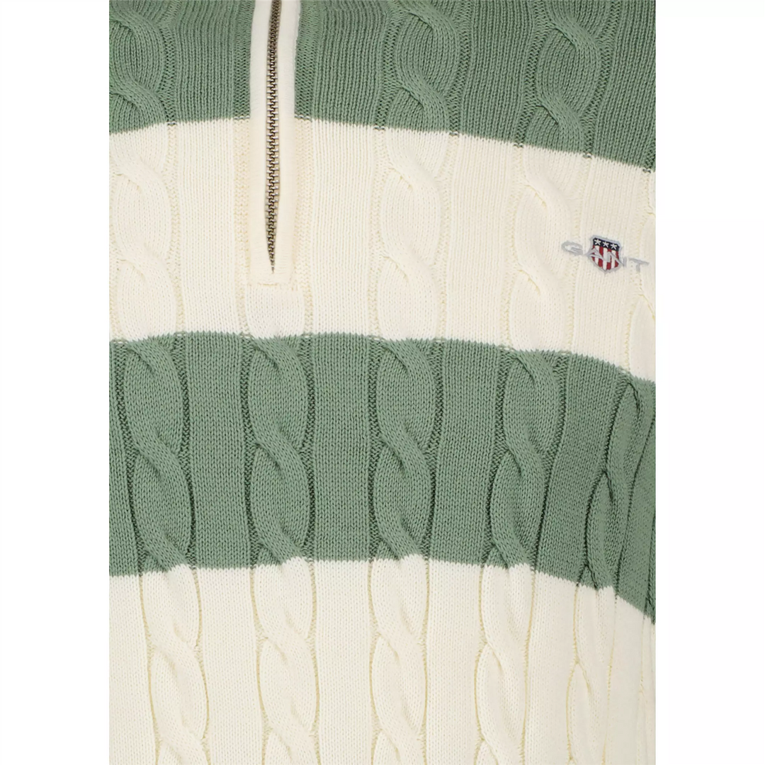 Striped Cotton Cable Half Zip