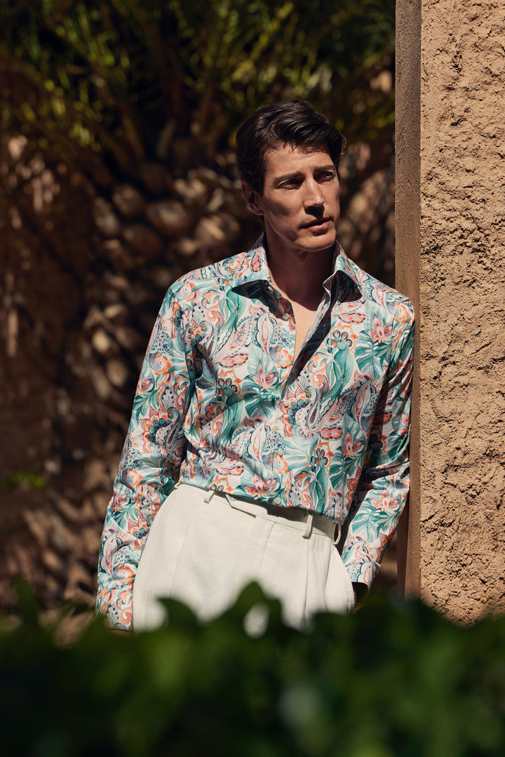 Contemporary Parrot Motif Signature Twill Shirt