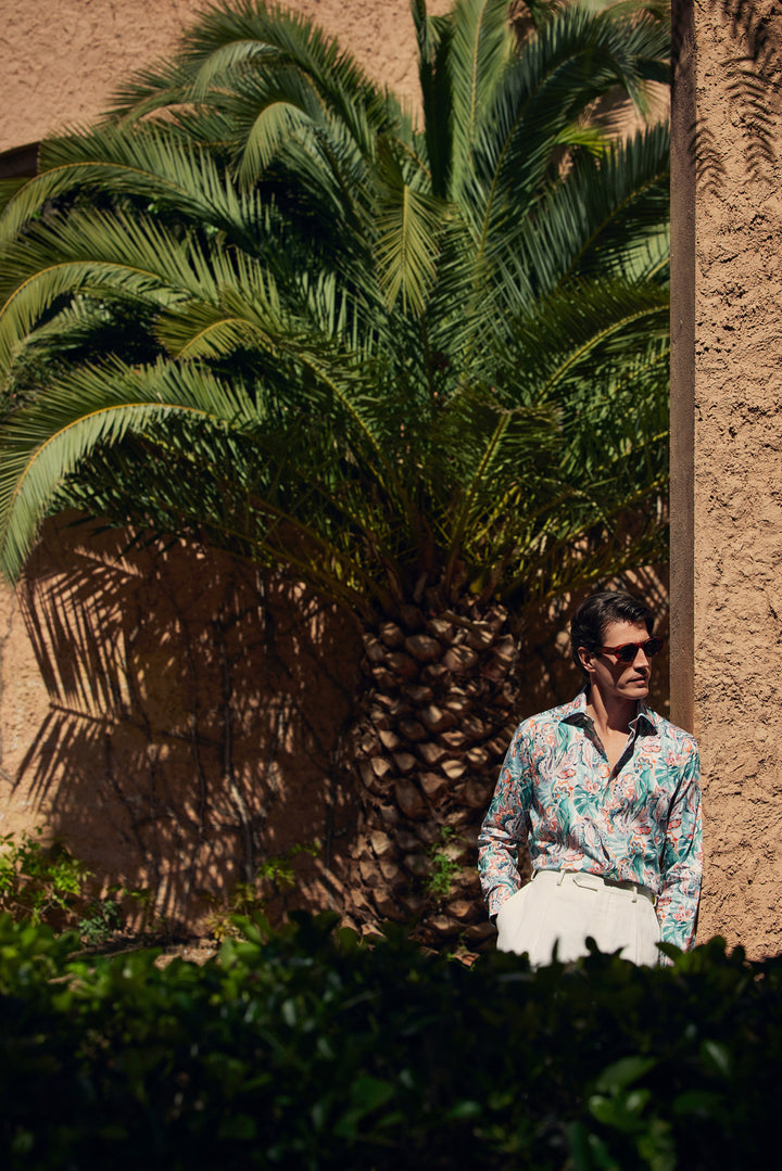 Contemporary Parrot Motif Signature Twill Shirt