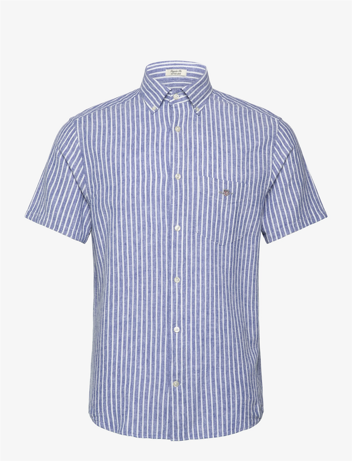 Reg Cotton Linen Stripe SS Shirt