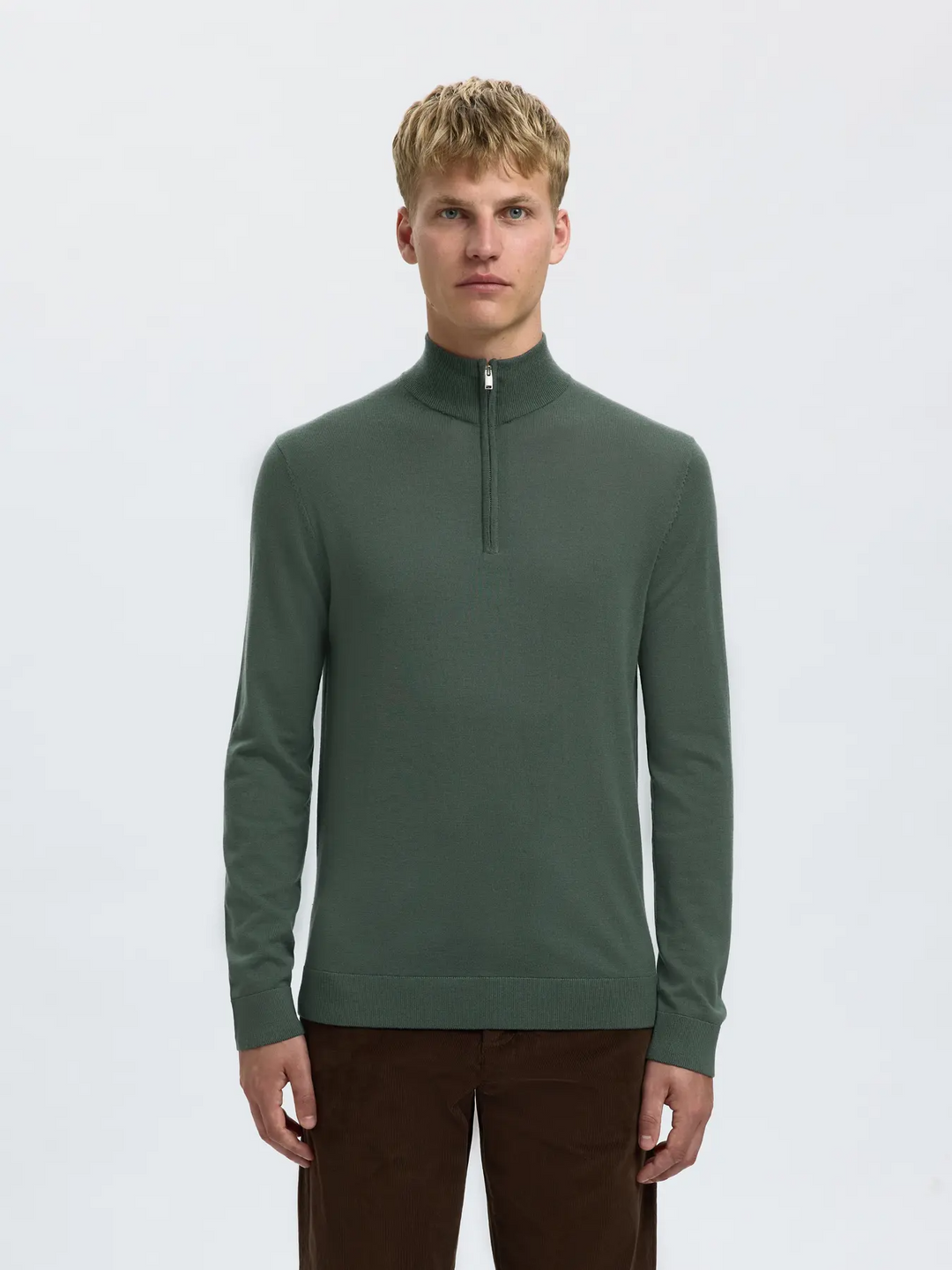 SLHTray Ls Knit merino half zip