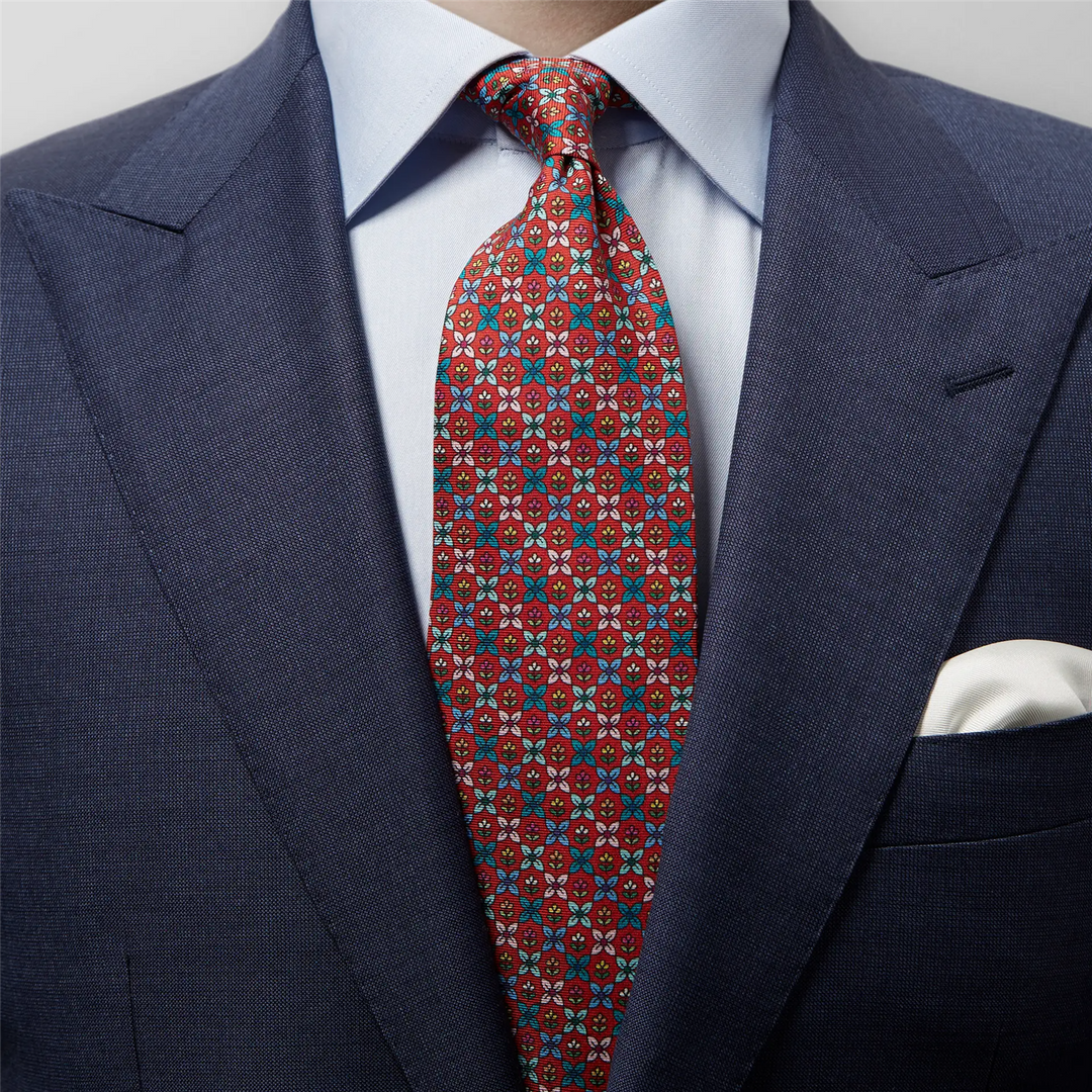 Flower Geometric Silk Tie